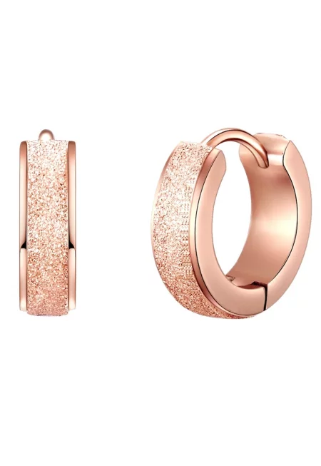 Обеци от неръждаема стомана с 14К златно покритие - Розово златисто