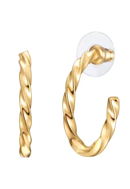 Обеци тип халки с покритие от 14K злато - Златист/Жълт