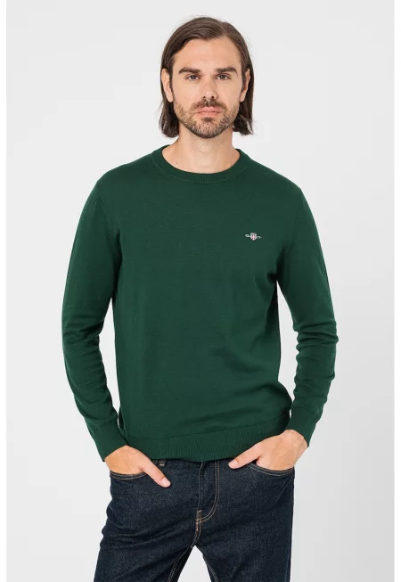 Памучен пуловер Classic - Зелен