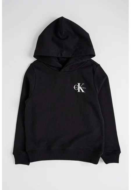 Памучно худи с лого - Черен