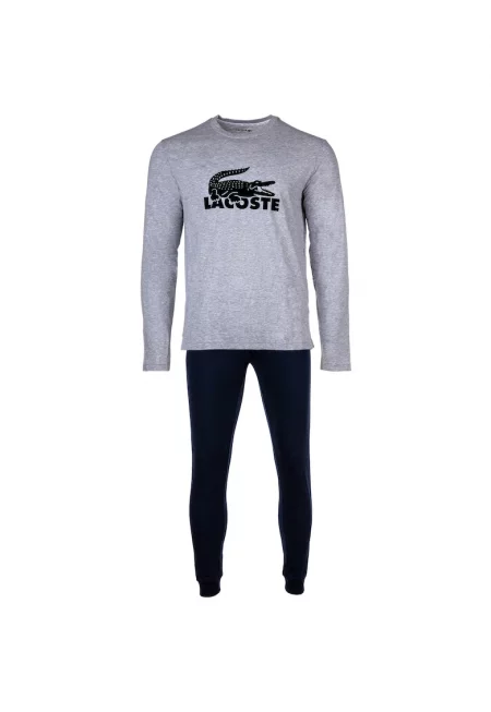 Пижама с модал и кадифено лого - Сив/Тъмносин