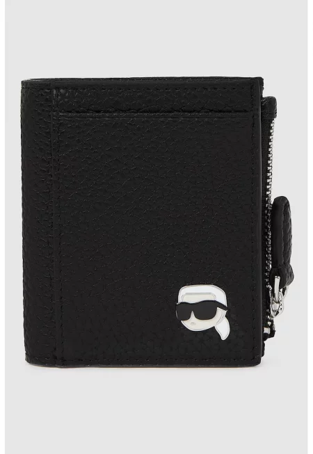 Портмоне от еко кожа с релеф - Черен