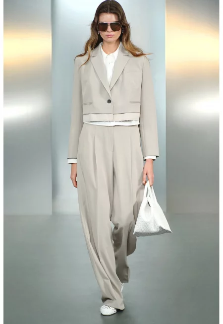 Прав панталон с ръб и колан - Пепеляво сиво