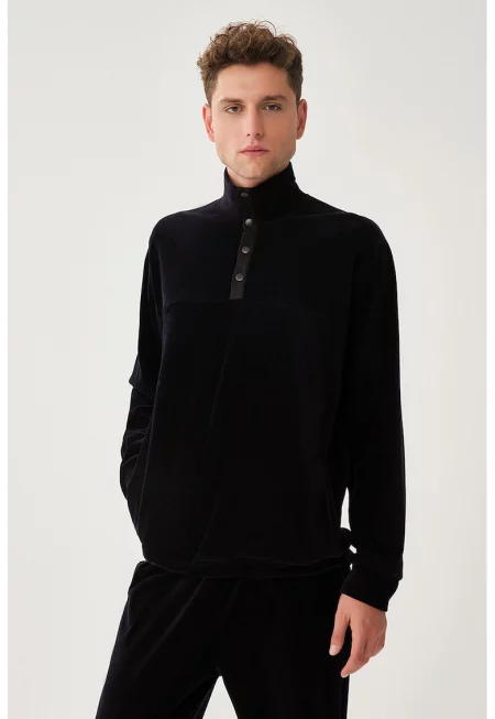 Пуловер с капси - Тъмносин