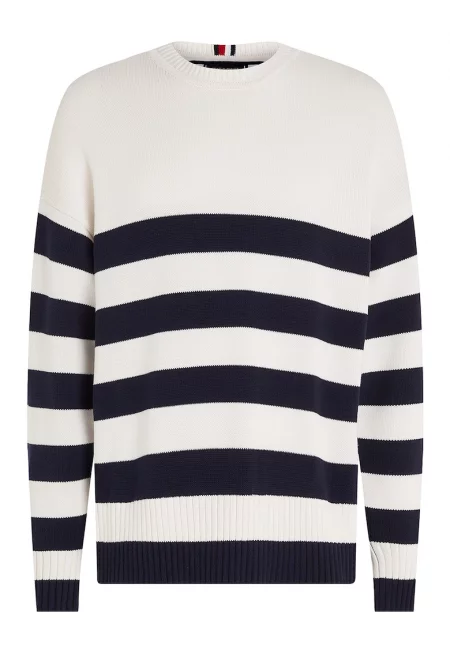 Раиран пуловер с паднали ръкави