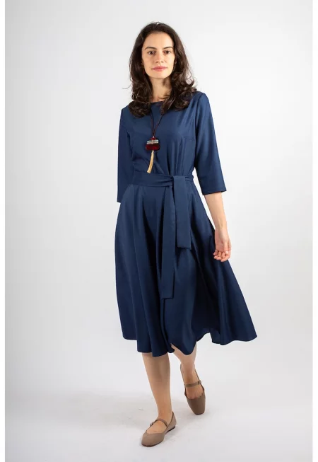 Разкроена миди рокля Rania - Тъмносин