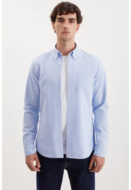 Риза с дълги ръкави - Небесносин