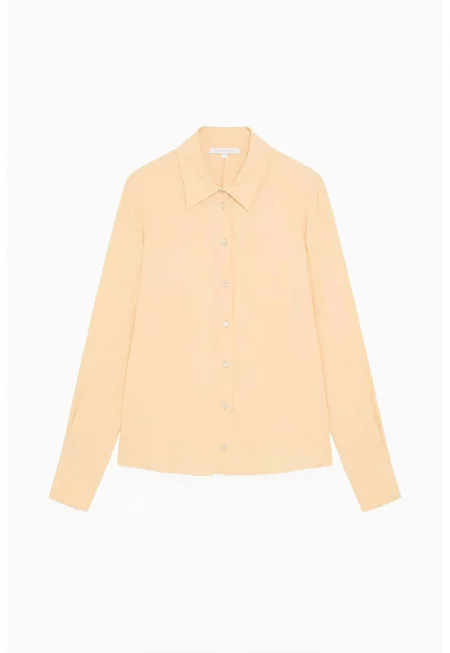 Риза с нормална кройка и функционални копчета на ръкава - Жълт