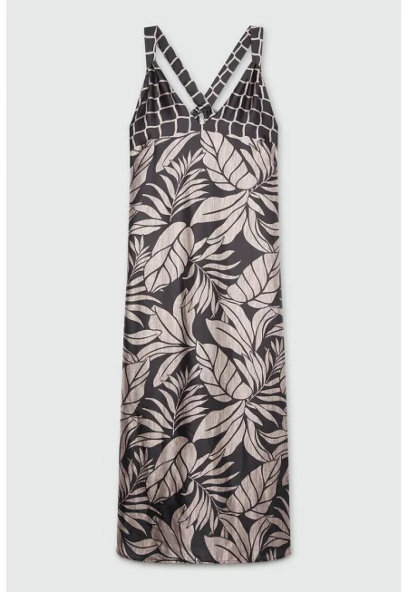 Шпиц рокля с кръстосани презрамки - Сиво-кафяв/Въглен сиво