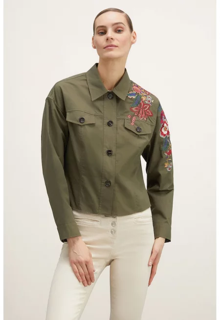 Скъсено яке с флорална бродерия