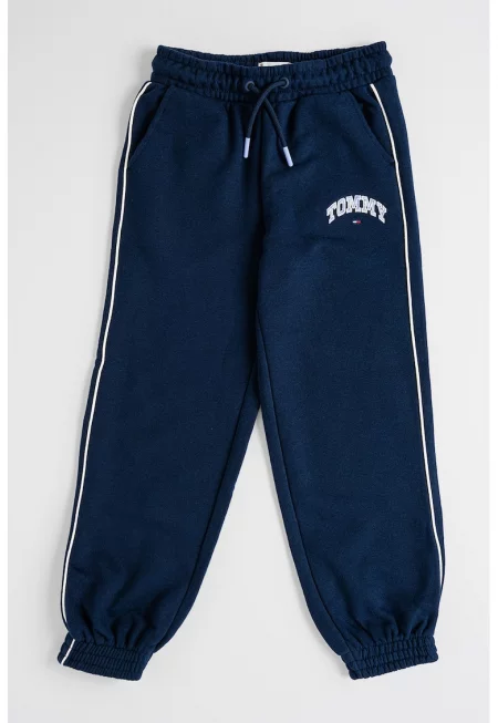 Спортен панталон с памук с лого - Светло бежово/Тъмносин