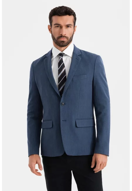 Стандартно сако с джобове с капаче - Тъмносин