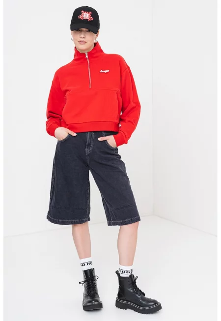 Суитшърт Dorata с висока яка - Червен