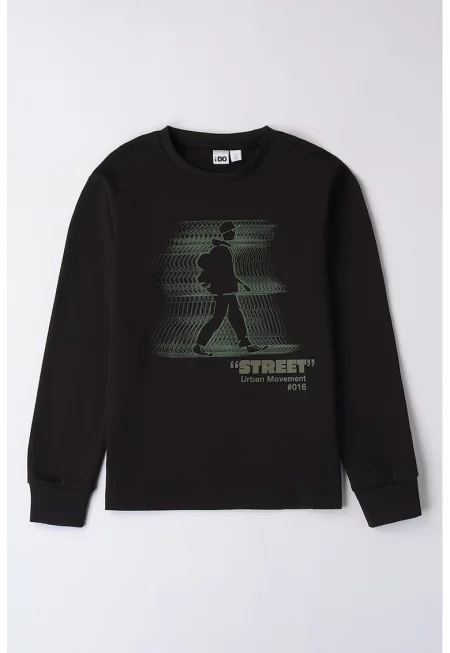 Суитшърт с фигурален принт с овално деколте