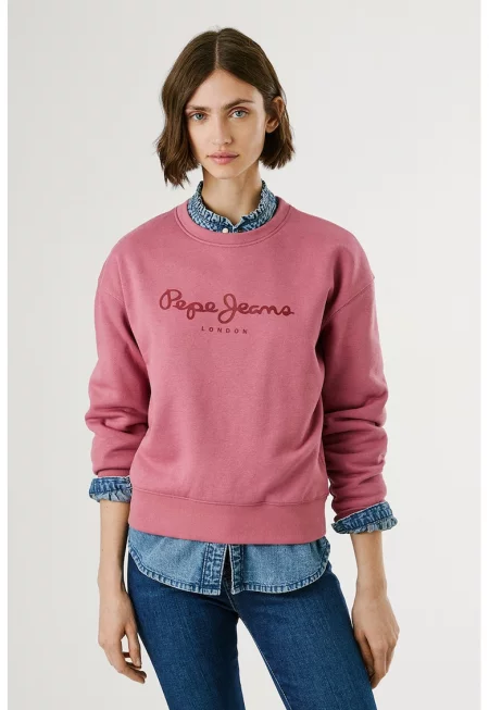 Суитшърт с овално деколте и лого