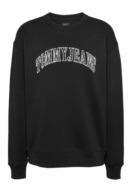 Суитшърт с памук и лого - Бял/Черен