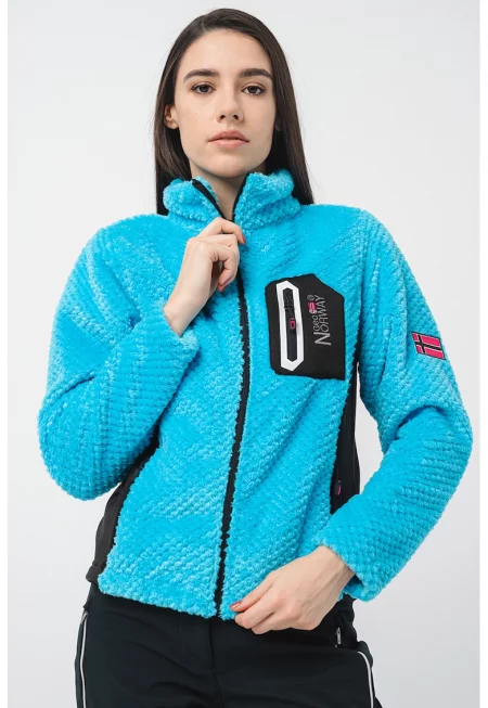 Суитшърт със средновисока яка и цип - Светлосин