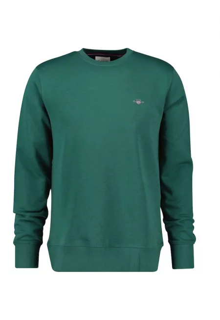 Суитшърт Shield с овално деколте - Тъмнозелен