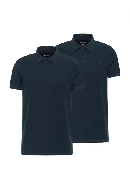 Тениска от органичен памук с ефект на пике - 2 части - Тъмносин