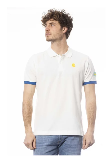 Тениска от памук с яка - Бял