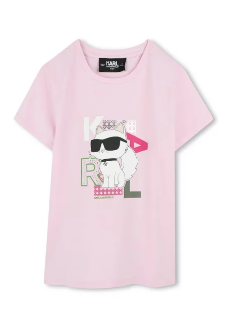 Тениска с модал с лого - Бял/Черен/Бледо розово