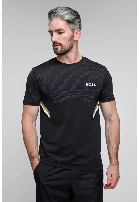 Тениска с райе - Черен