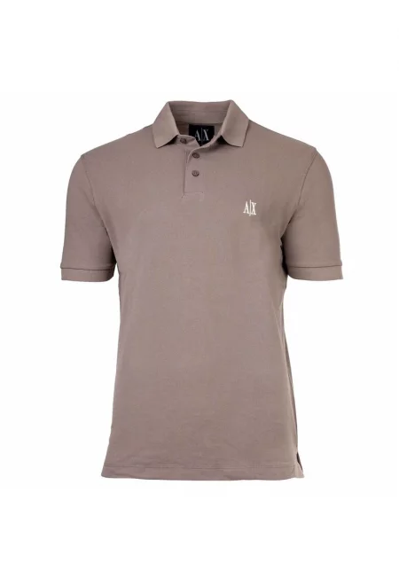 Тениска с яка и лого - Бежов