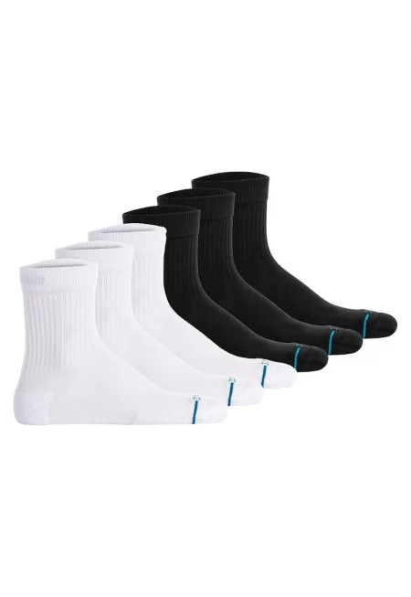 Унисекс къси чорапи - 6 чифта - Бял/Черен