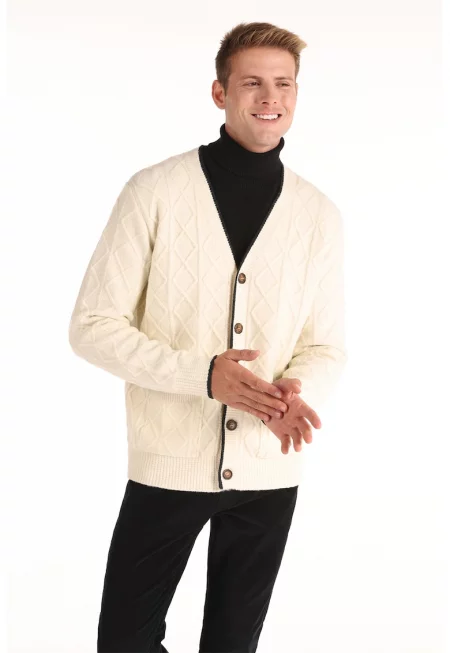 Жилетка с шпиц и паднали ръкави - Крем