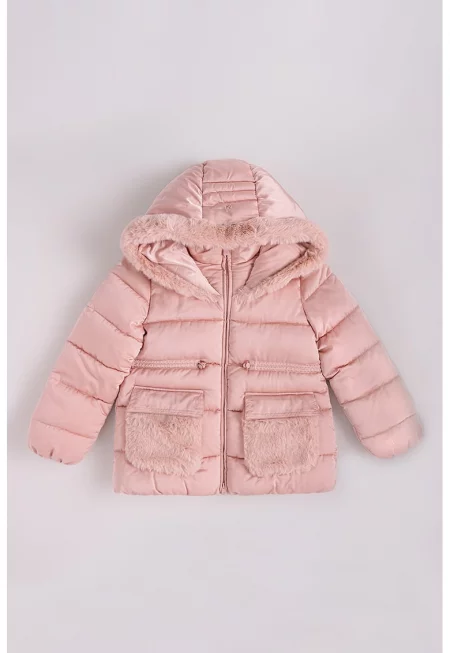 Зимно яке с качулка - Прашно розово