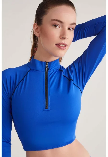 Бански Venice от две части с дълги ръкави - Кралско Синьо