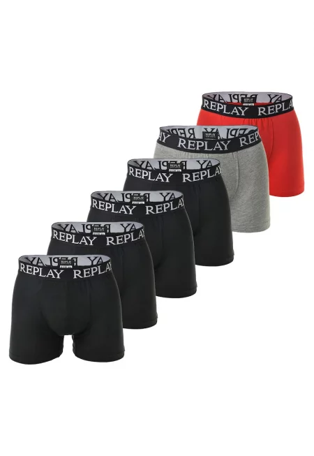 Боксерки слим- 6 чифта - Черен/Тъмночервен/Сив меланж