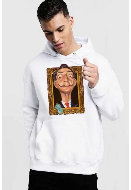 Бяла мъжка качулка - Dali - Рамка