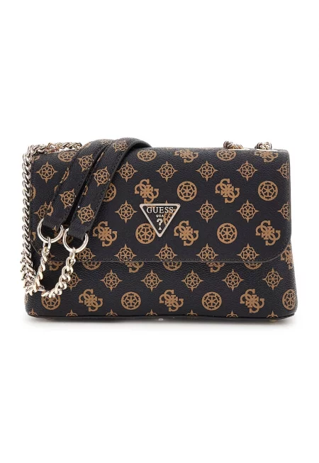 Чанта през рамо Daryna от еко кожа с лого - Кафяв