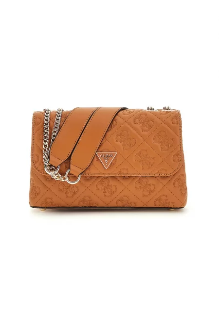 Чанта през рамо с бродирано лого - Канелено кафяво