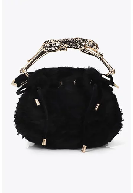 Чанта с метална дръжка - Черен