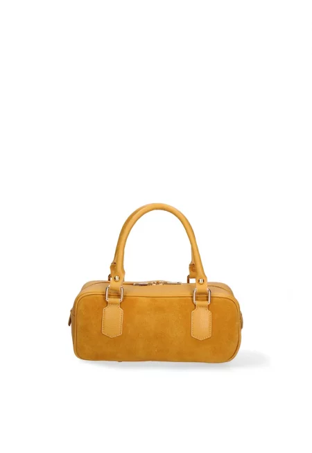 Чанта Seraphina Elite от велур и кожа - Синапено жълто