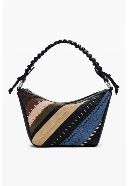 Чанта за рамо от еко кожа с контрасти - Многоцветен