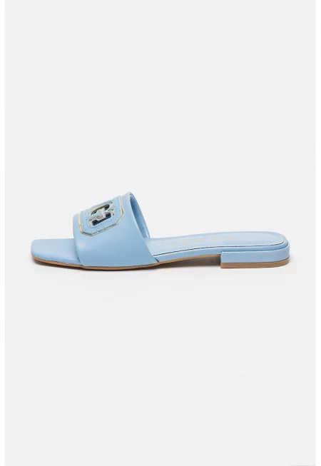 Чехли с лого - Пастелносин/Сребрист