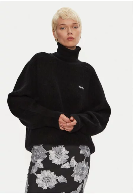 Дамска блуза - Ротирана - 304472824 - Мериносова вълна/Полиамид/Алпака вълна - Черна - Черен