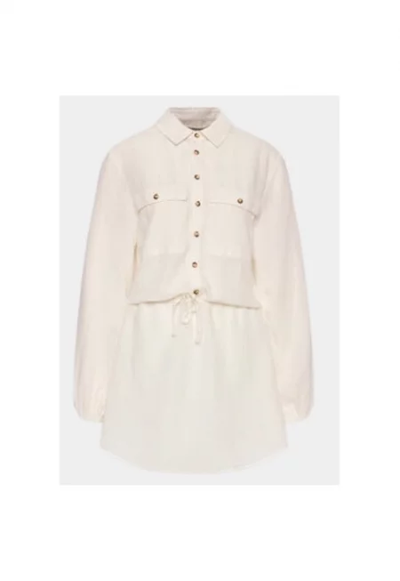 Дамска рокля -  301976882 - Вискоза/Лен - Бяла