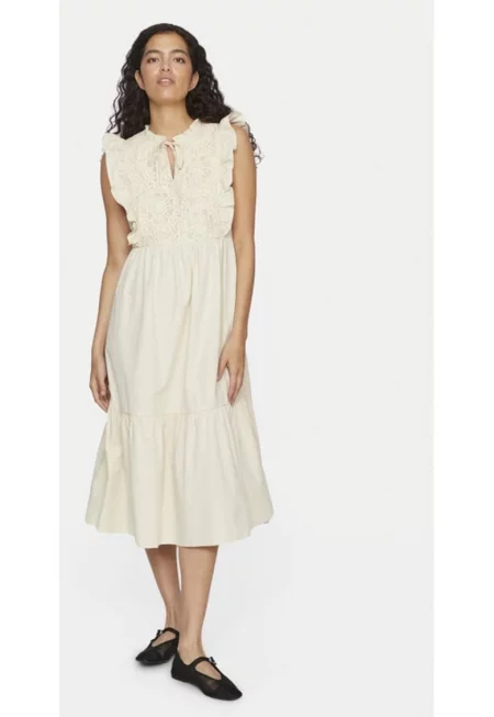 Дамска рокля - вила - Бежов - Памук