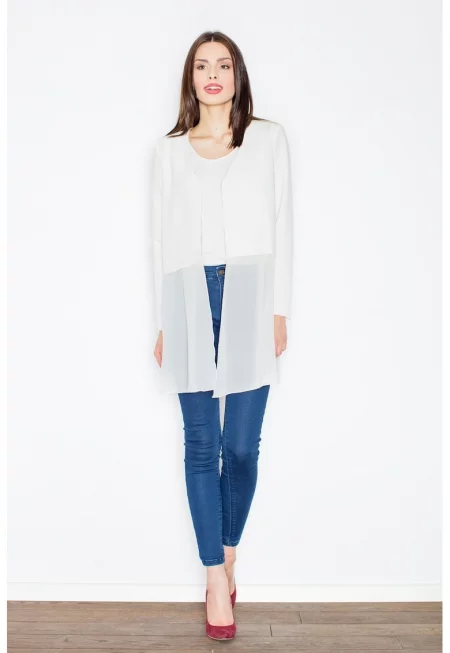 Дамски кардиган -  M441 - екрю - полиестер и вискоза