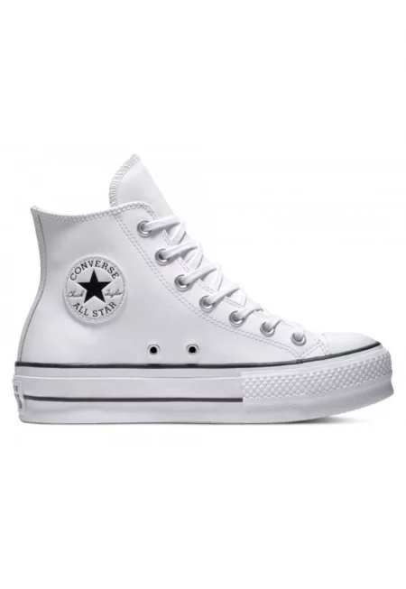 Дамски спортни обувки с платформа  Chuck Taylor All Star Lift Leather High - Бял