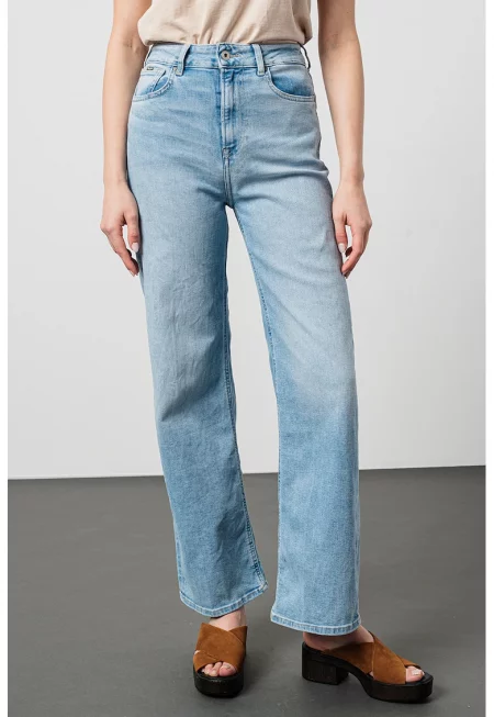 Дънки с висока талия и широк крачол - Светлосин