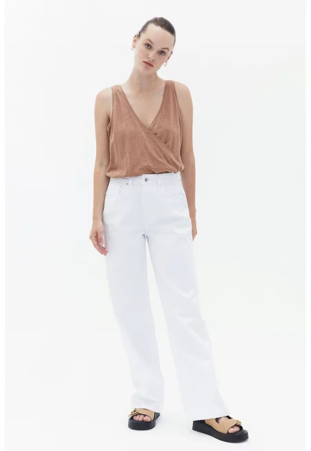 Дънки със свободна кройка - Бял