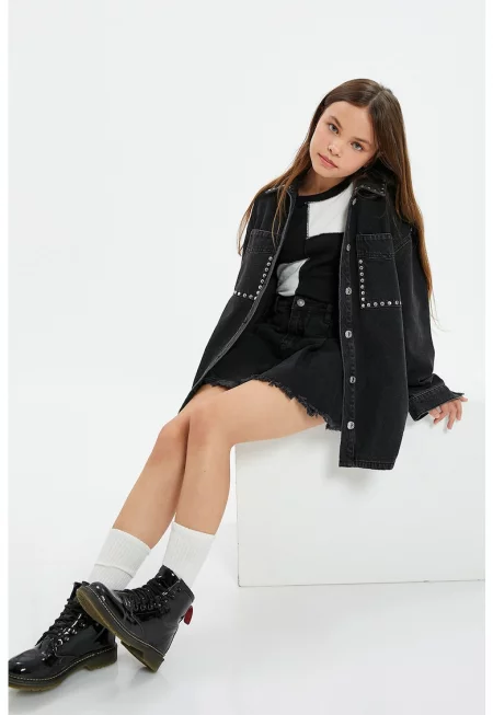 Дънково яке тип риза с метални детайли