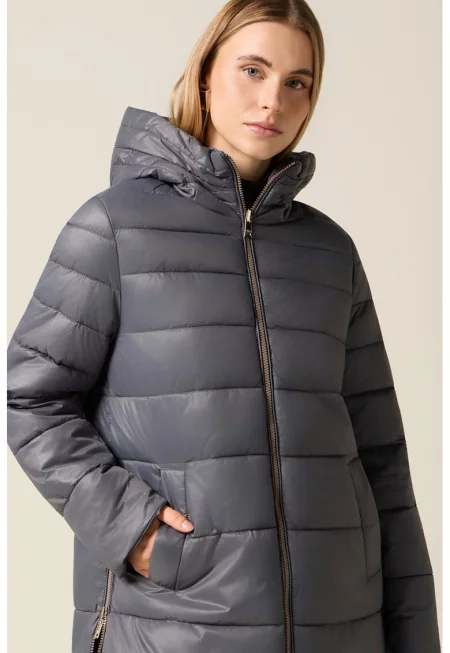 Двулицево зимно яке с цепки с цип - Tъмносив