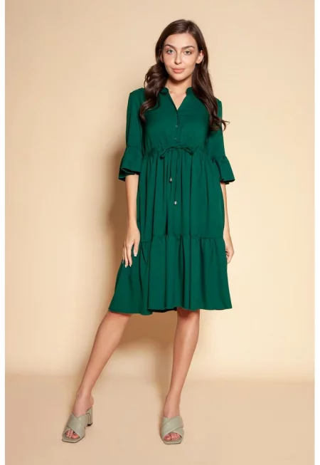 Ефирна рокля тип бейбидол с волани