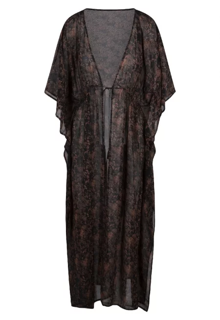 Ефирно плажно кимоно - Черен